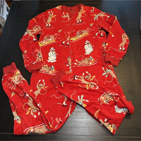 Nick & Nora Other - Nick & Nora Sock Monkey Snowman Jumper Pajamas Size S Super warm Discontinued